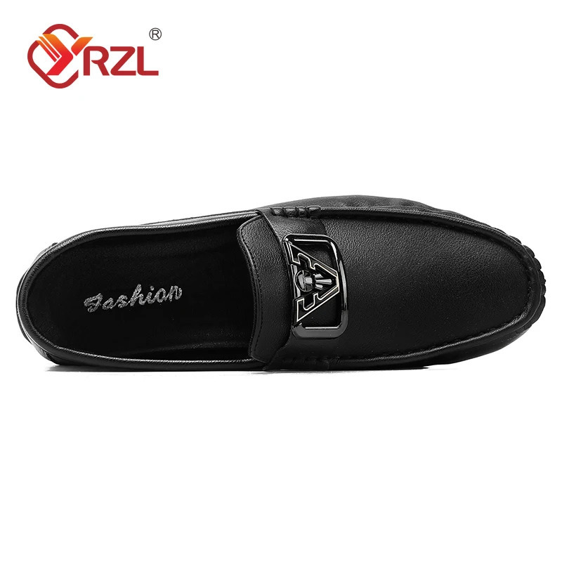 YRZL Loafers Men Black PU Leather Loafers Man Casual Shoes Moccasins Slip on Flats Comfortable Boat Shoes Male Driving Shoes 250113