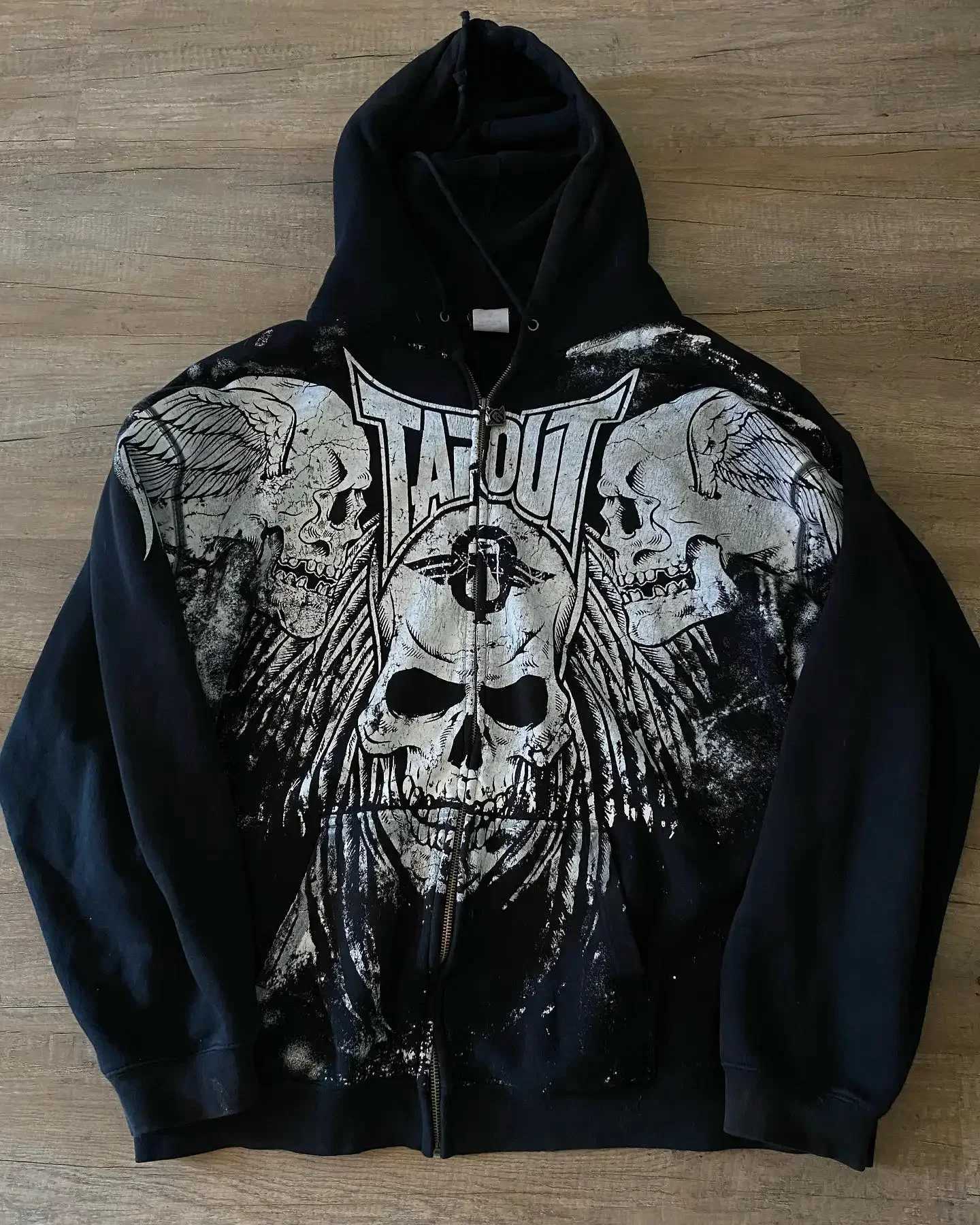 Hoodie Y2K Sweatshirt Hip Hop Letter Vintage Skull Print Oversized Hoodie Jacket Clothes W250117