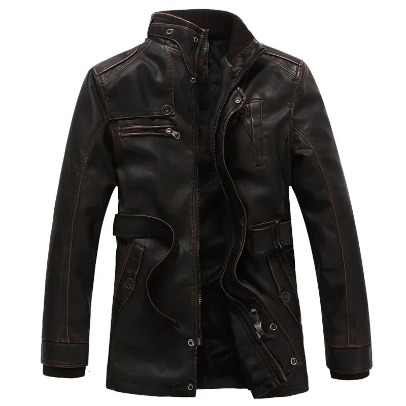 Thick Warm Cashmere Men Outwear Fleece Fur Collar Windbreaker Coats Mens Military Tactical Leather Jackets Long Jacket Men 250120
