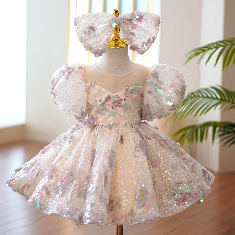 Children Evening Dresses for Girls 3 12 14 Years Kids Birthday Party Fluffy Ball Gown Wedding Prom Formal Lace Dress 250117