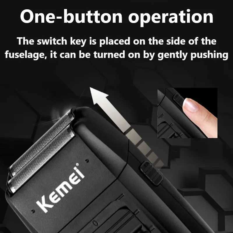 Kemei KM-1102 Rechargeable Cordless Shaver For Men Twin Reciprocating Beard Razor Face Care Multifunction Strong TrimmerW250117