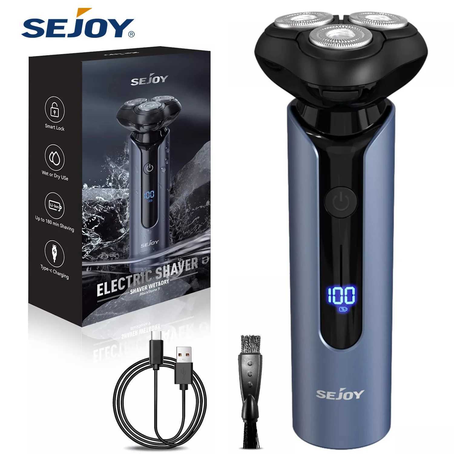Sejoy Electric Beard Trimmer Mens Razor Rotary Rechargeable Beard Shaving Mane Men Trimmer CordlessW250117