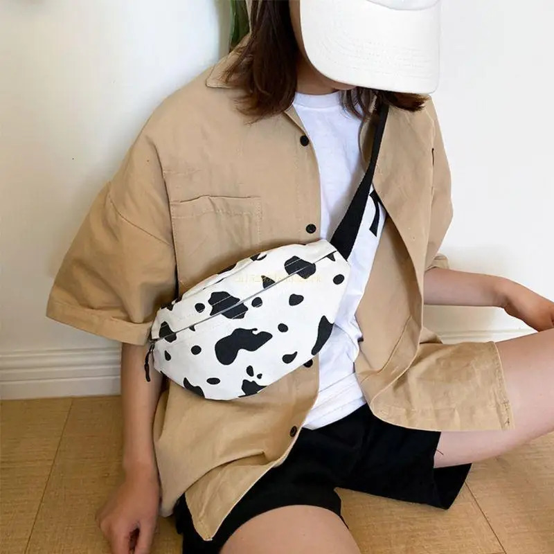 Women Cow Print Waist Fanny Pack Belt Pouch Travel Hip Bum Shoulder Bag Purse Drop 250122