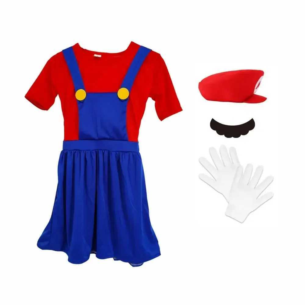 Plumber Bros cosplay costumes fun Halloween carnival costumes mens and womens fancy jumpsuits hats mustard gloves W250117
