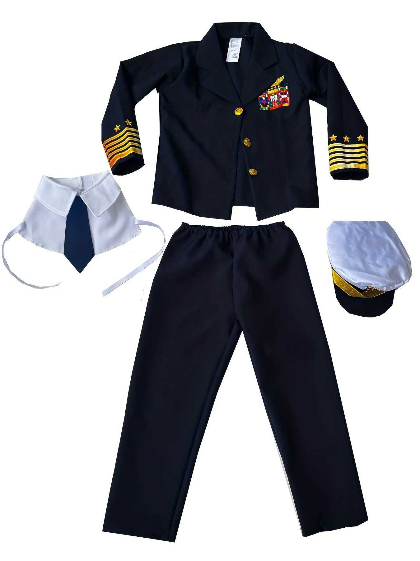 Kids Pilot Costumes Children Cosplay for Boys Girls Flight Attendant Costume Airplane Aircraft Air Force Performance Uniforms W250117