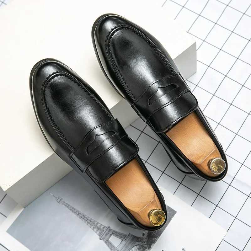 2024 Spring and Autumn Loafers Men Slip- Business Formal Casual Shoes Brown MenShoes Leather Men Dress Shoes Large Size 38-48XJ250118