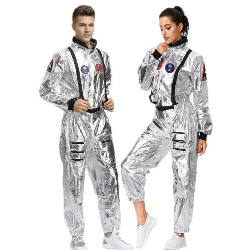 Halloween Christmas Silver Spaceman Men Women Space Suit Adult Children Astronaut Costume Family Party Dress Up Birthday Gift W250117