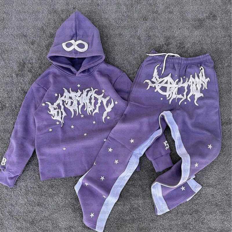 Harajuku printed long sleeved hooded sweatshirt for womens Y2K fashion street jacket for mens casual top W250117