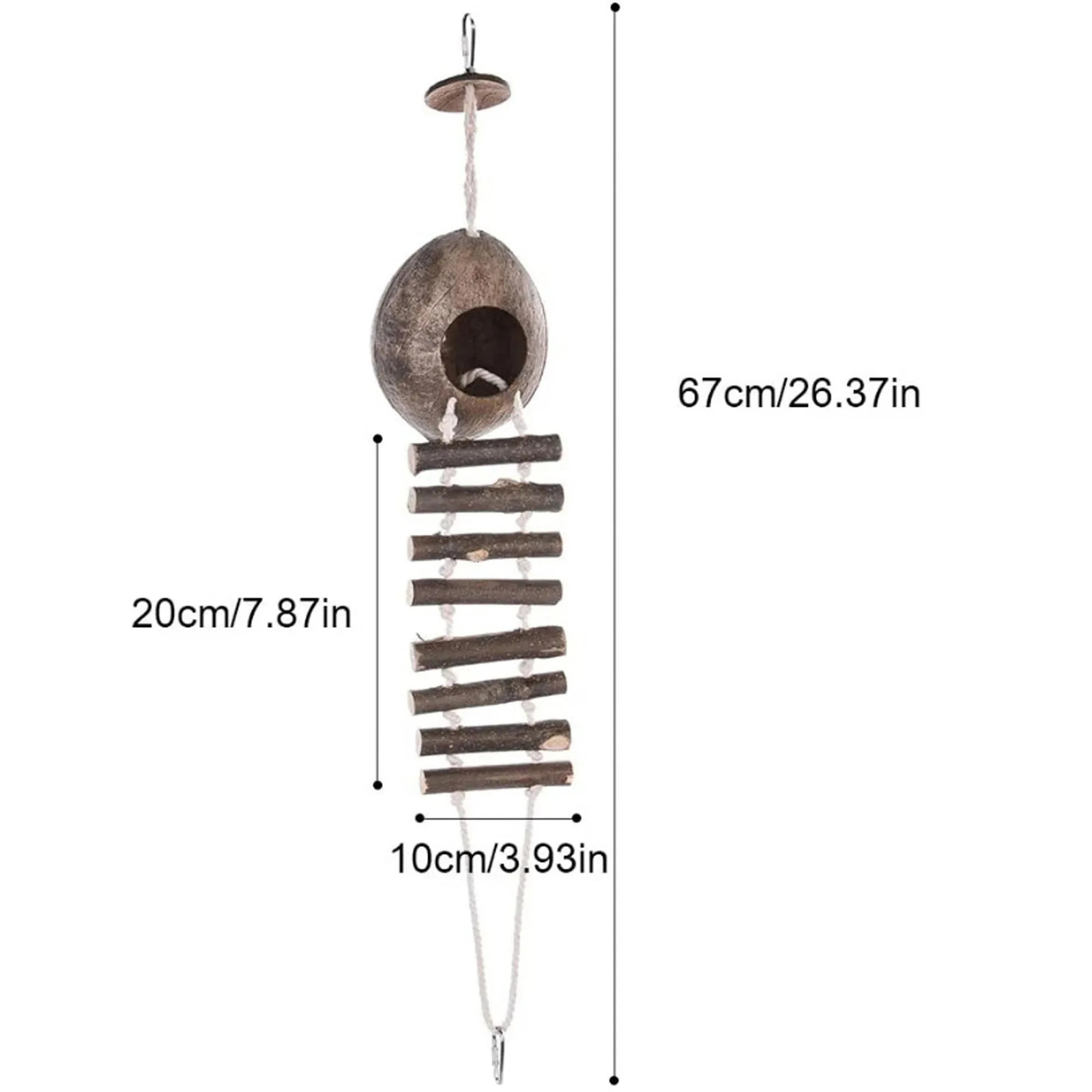 1 Pc Natural Coconut Shell Bird Nest Pet Bird Hanging Bird Nest Coconut Fiber Bird Nest Box With Ladder Pet Parrot Bird House 250121