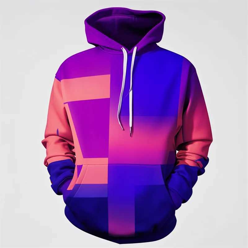 2024 New Fashion 3D Printed Purple Hoodie Mens Y2k Casual Design Hooded Sportshirt Autumn Street Hip Hop Mens Clothing Tops W250117