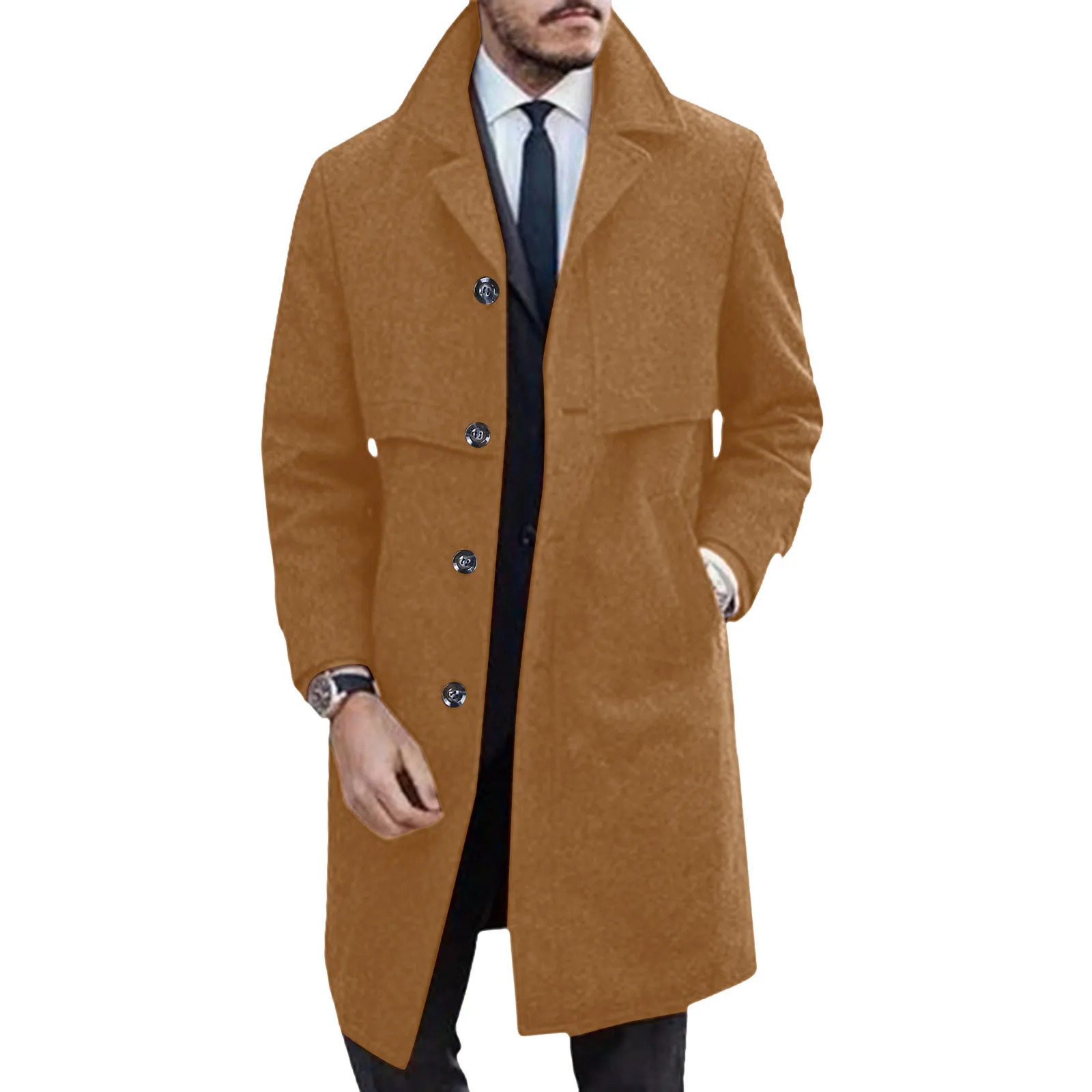 Mens Winter Trench Coat Fashion Casual Gentleman Simple Long for Men Loose Fit Outdoor and business Windbreaker 250120