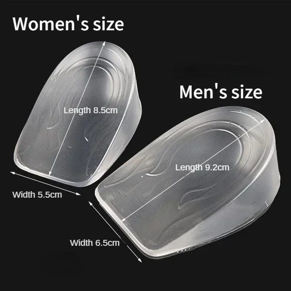 3CM 2CM Silicone Gel Height Increase Insoles Heel Lifting Inserts Invisible Transparent Foot Care Protector Elastic Shoe Insert 250121