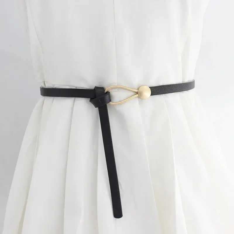 Womens Belt No-hole Knotted Belt Vintage PU Leather Waistband Solid Color Vintage Decorative Thin Belts Dress Girdle For Women W250120