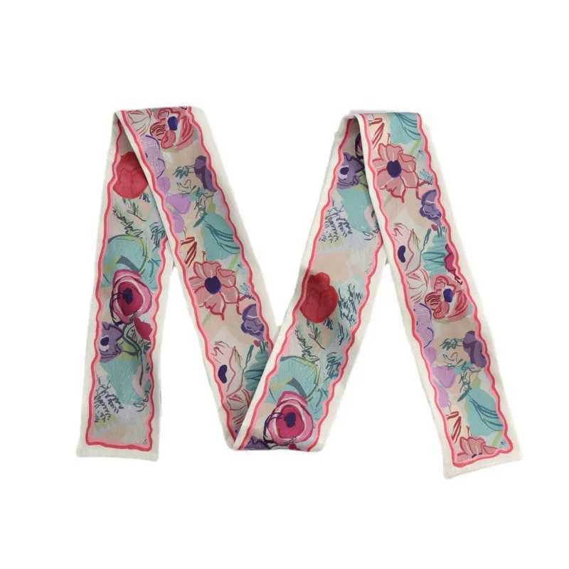 Plant Print Fashion Hair Ribbon Scarf Neck Tie Bag Scarfs Satin Silk Skinny Headscarves For Women W250118
