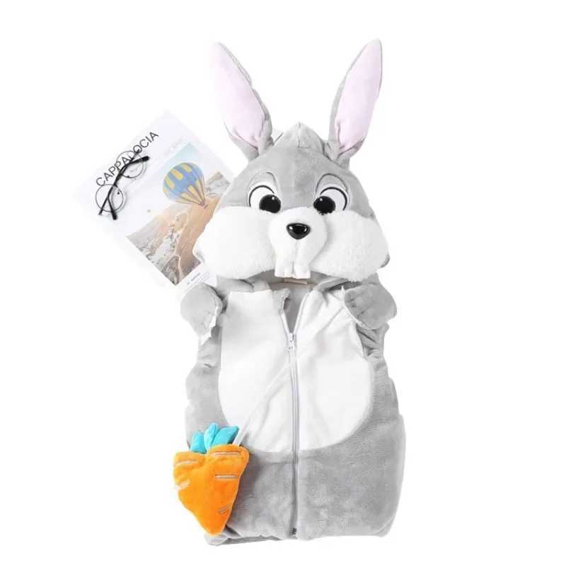 Child Rabbit Bunny Cosplay Costume Cute Baby Animal Hoodie Vest with Carrot Winter Pyjamas Thickening 1-2T 2-3T W250117