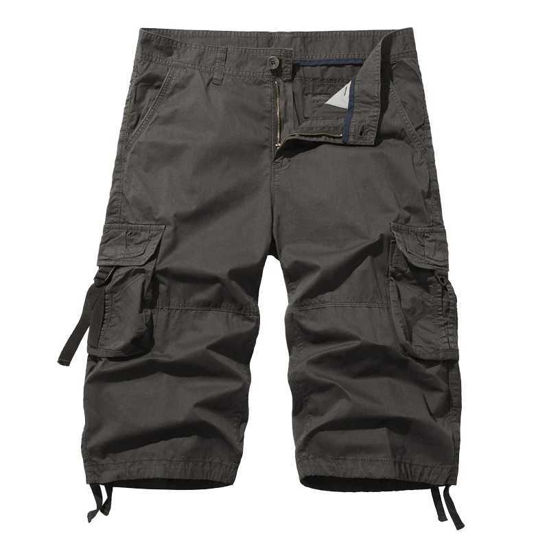 New style Cotton Below Knee Length 3/4 Long Shorts Mens Tactical Capri Pants Multi Pocket Summer Twill Work Cargo Pants Man W250610