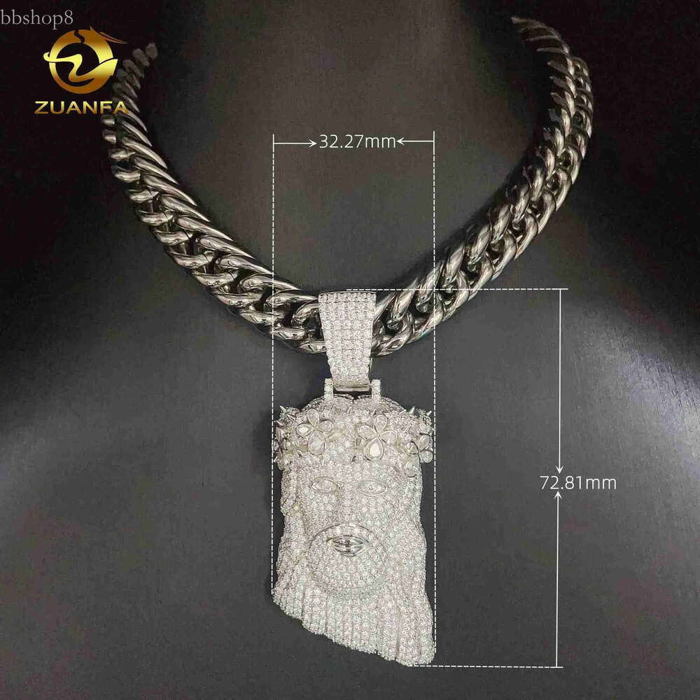 Fashion Vvs Moissanite Gold Plated Sterg Sier Jesus Head Pendant for Hip Hop Jewelry