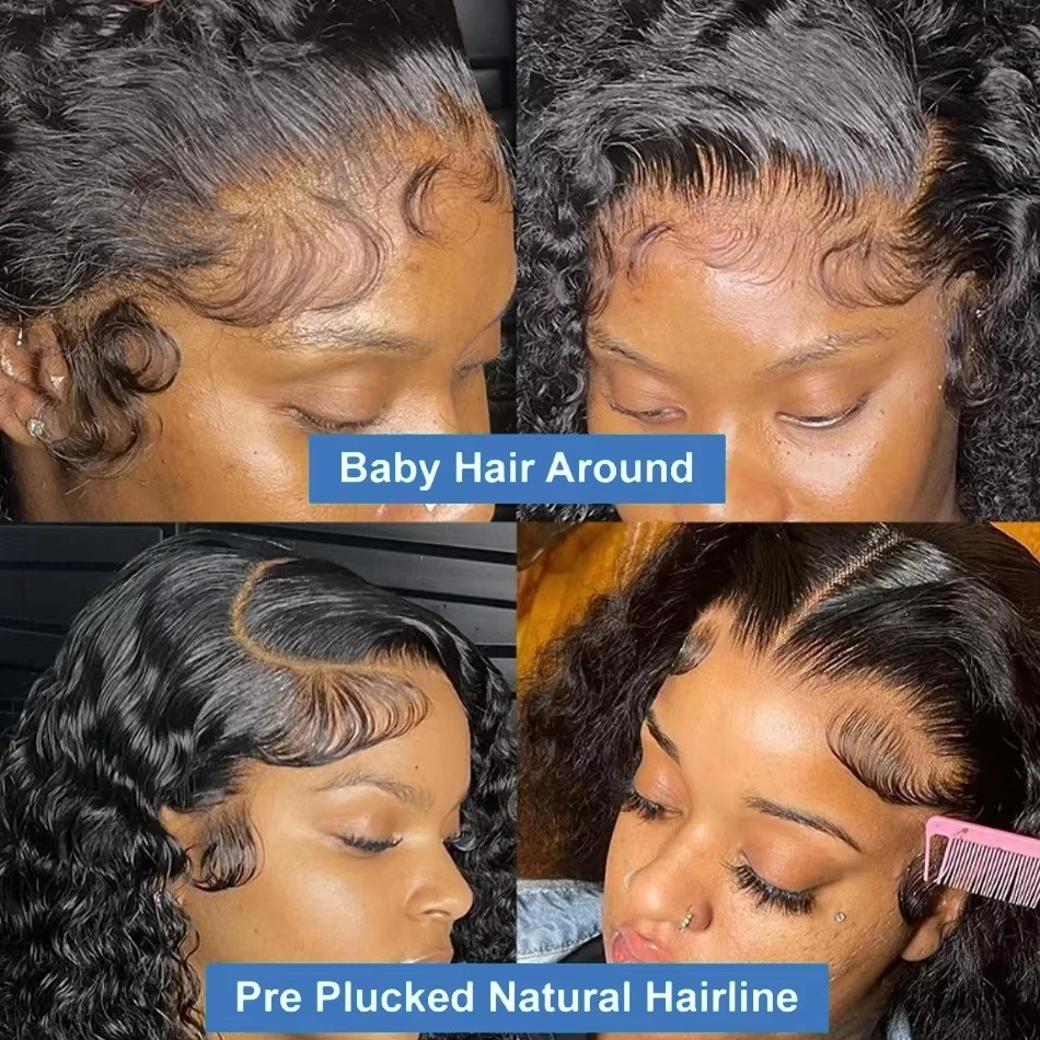 Short burmese HD Transparent Curly water Wave Lace Frontal Bob Human Hair Wig Lace Front Wig PrePlucked For Black Women