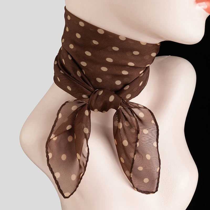 Fashionable chiffon polka dot scarf for women retro temperature polka dot square scarf multi-color polka dot collar W250118