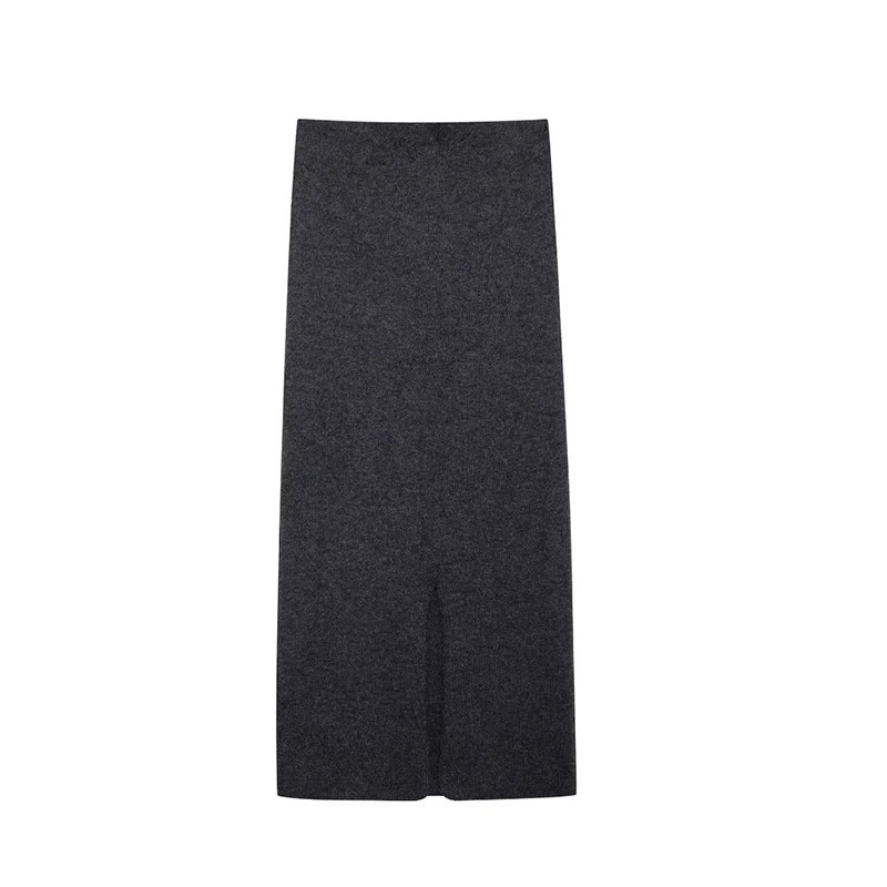 Willshela Women Fashion 2 Piece Sets Grey Single Breasted Sweater Vintage Elastic Waist Skirt Female Chic Lady Skirts Set 250122