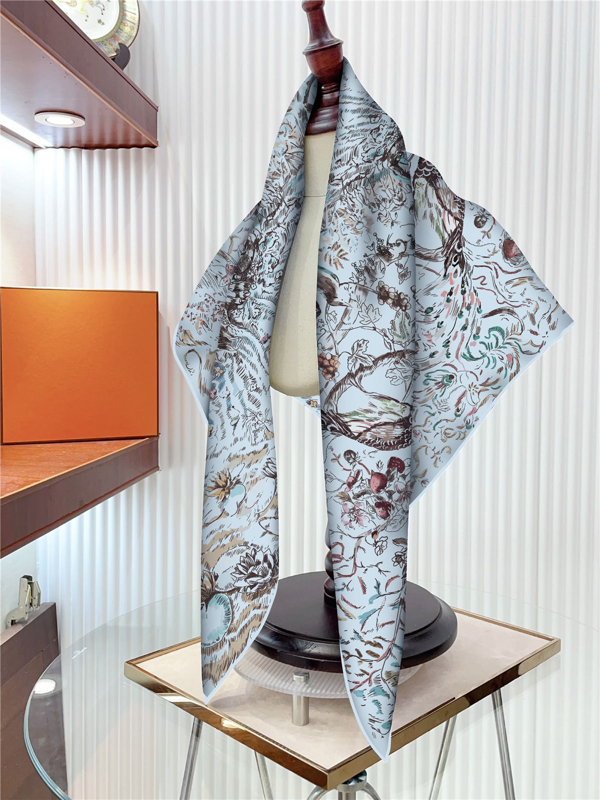 Women Twill Silk Scarf 90CM Hair Square Shawls Bag Belt Bandanas Tops Lady Decoration Foulard Femme 90cm Spring Accessories Mother Gift Valentine'