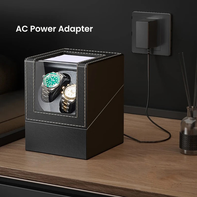 Double Watch Winder for Automatic Watches Automatic Watch Winder Leather Box 2 Slots Watch Winder for Men with Quiet Motor 250121
