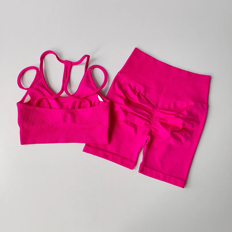 Peach High Waist Hip Lifting Sports Set Gathering Shockproof Quick Dried Yoga Clothes Running 34 Pants Fitness Two Piece 250113