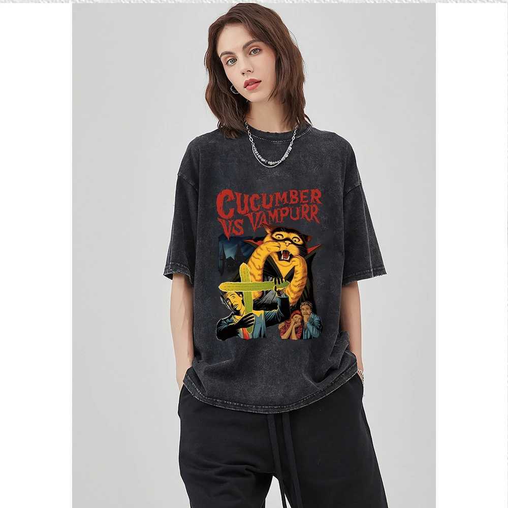 Y2k Printed T Shirt Men Retro Washed 00% Cotton Tops Tees Harajuku Tshirt Streetwear Hip Hop Male Acid T-shirts Unisex W250117