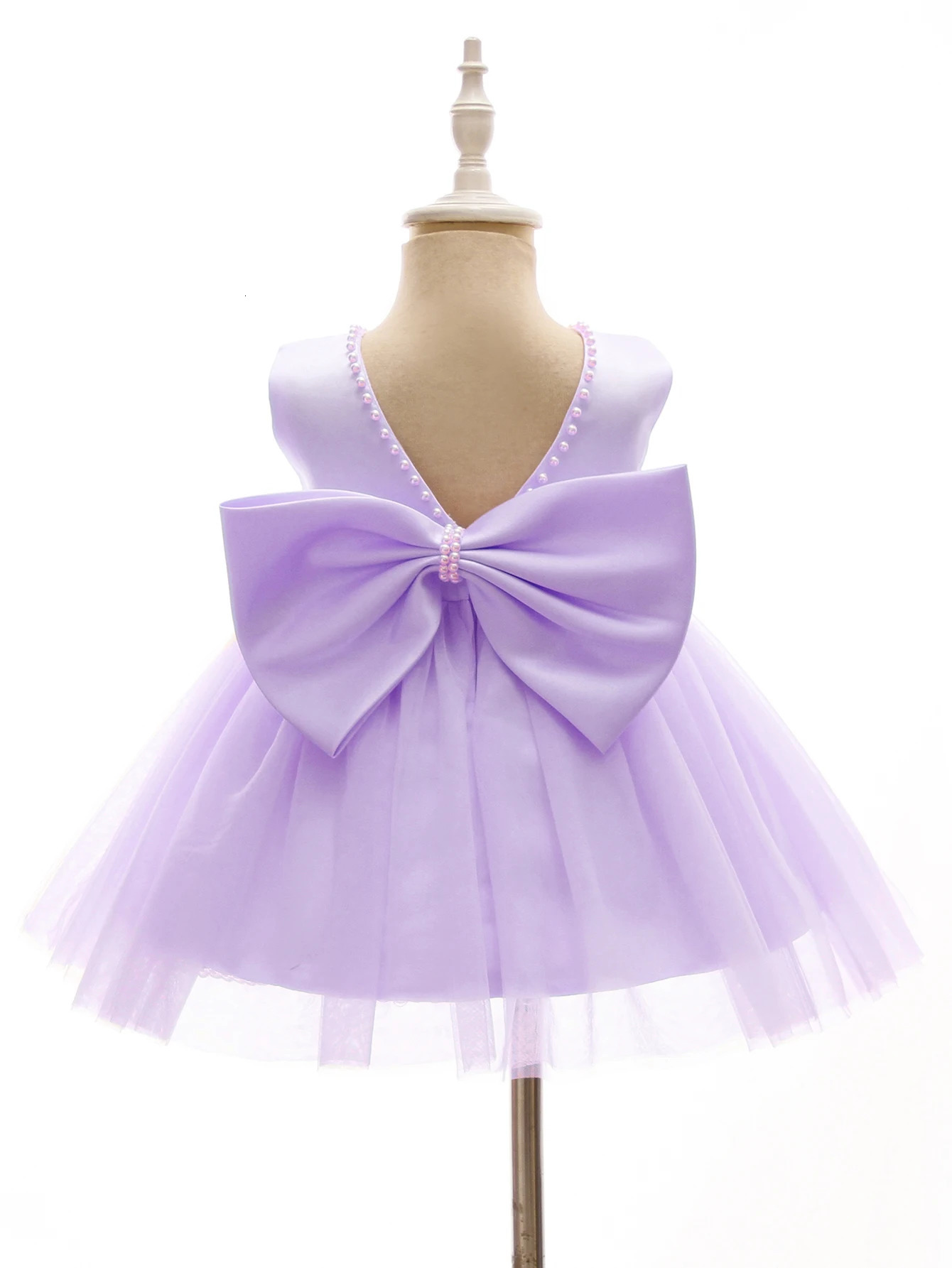 Cute Baby Girls High Quality Satin Fashion Fancy Bow Beautiful Flower Baby Girl Dress Party 250120