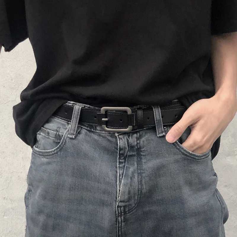 New Rectangle Pin Buckle PU Leather Belt For Men Women All-match Black Adjustable Long Waist Belts Unisex Jean Pants Straps W250120