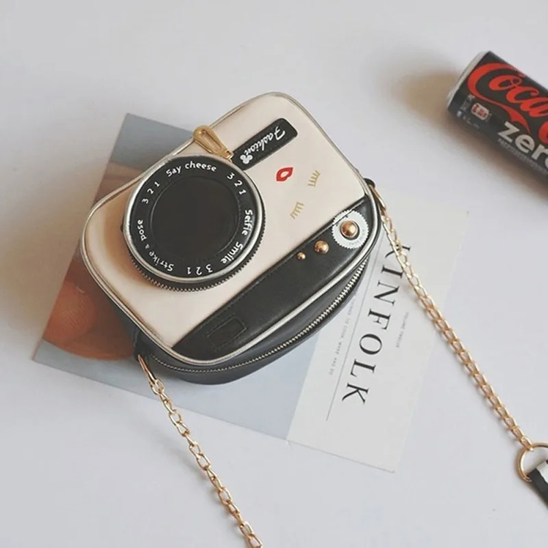Retro Camera Shaped Womens Shoulder Crossbody Chain Bag For Ladies Fashion Mini PU Leather Messenger Bag Handbag Small Purse 250120