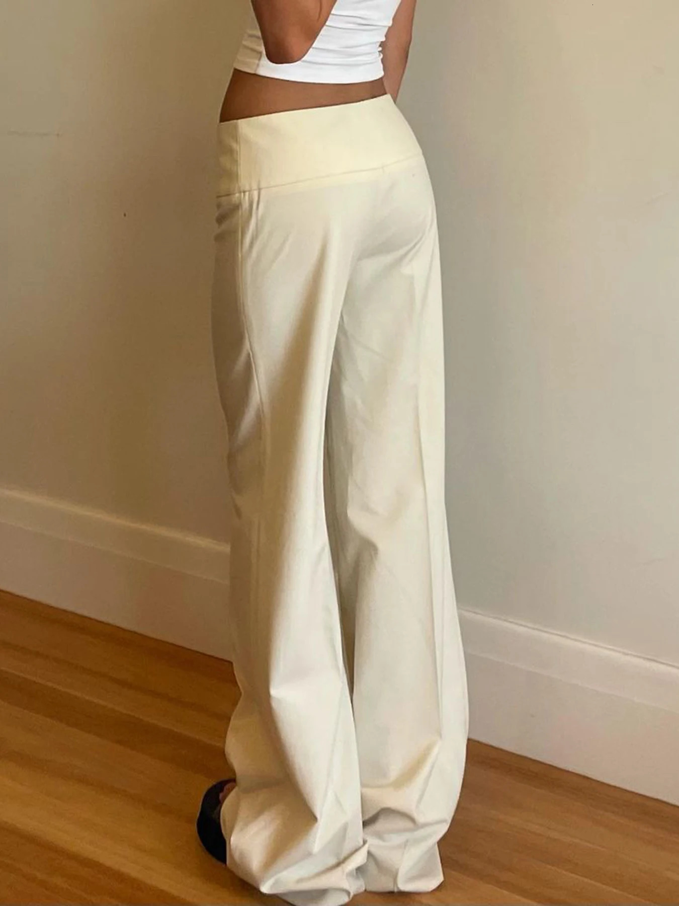 Rockmore Y2K Vintage Baggy Flare Pant Women Fashion Streetwear Casual Lowrise Solid Wide Leg Trousers pantalones 250122