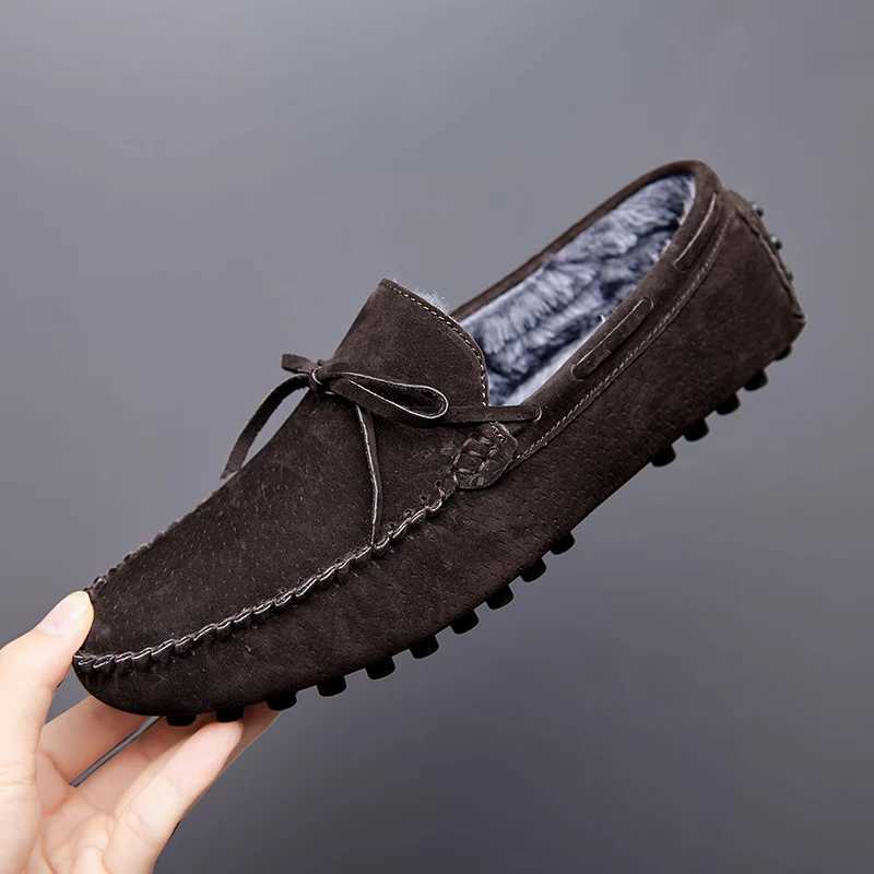 Winter Penny Fur Loafers Men Shoes Man Suede Leather Plush Slip Flats Male Boat Shoes Mens Casual Driving ShoesXJ250118