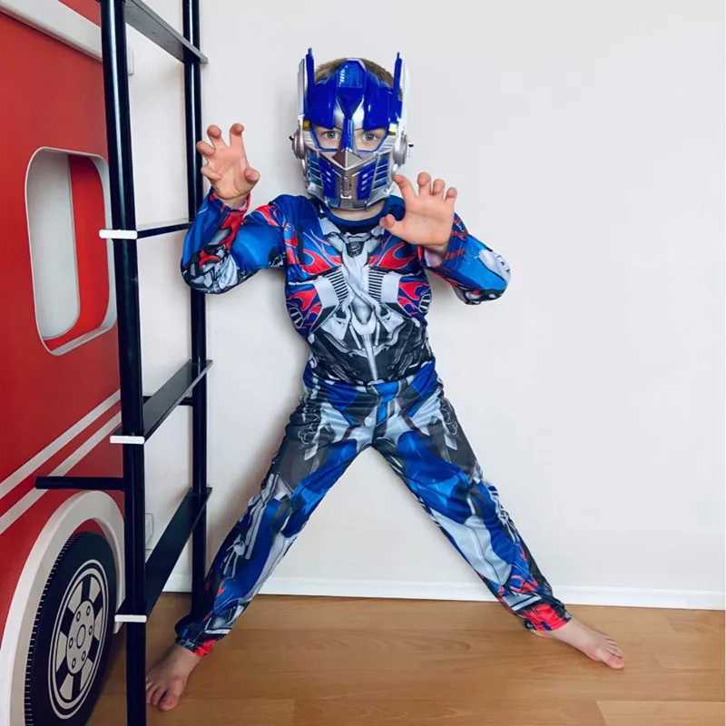 Disguised Optimus Prime costume boy muscle transformer costume stuffed character jumpsuit children W250117