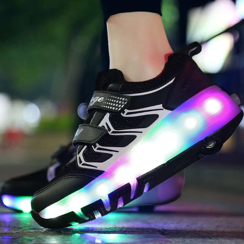 Kids Sneakers with USB Charging LED Lights Night Light Shoes Boys and Girls Roller Skating Training Sketa Footwear 250115