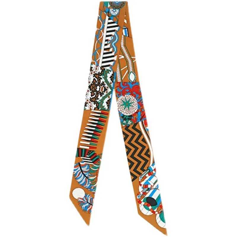 % Twill Silk Scarf for women fashion petite twilly scarf for bag 86*5cm ribbon Hair bands thin skinny scarf Silk handkerchief W250118