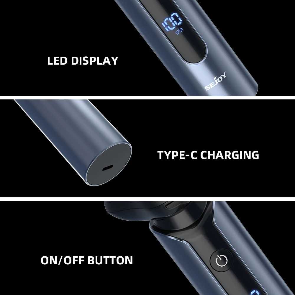 Sejoy Electric Shaver For Men 180 Min Dry Wet Shaving Razor Lpx7 Waterproof Type-C 3d Floating Cutter Head Mens Electric ShaverW250117