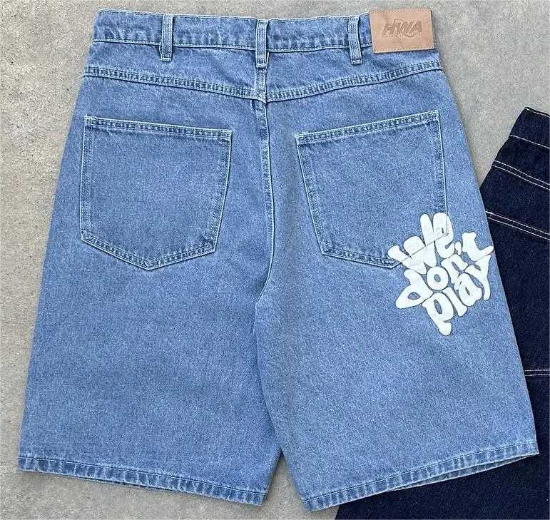 Retro Men Women Casual Wide Leg Jeans Trendy Brand Y2k Baggy Shorts Men High Quality Jeans Hiphop Goth Streetwear Harajuku Jorts W250117