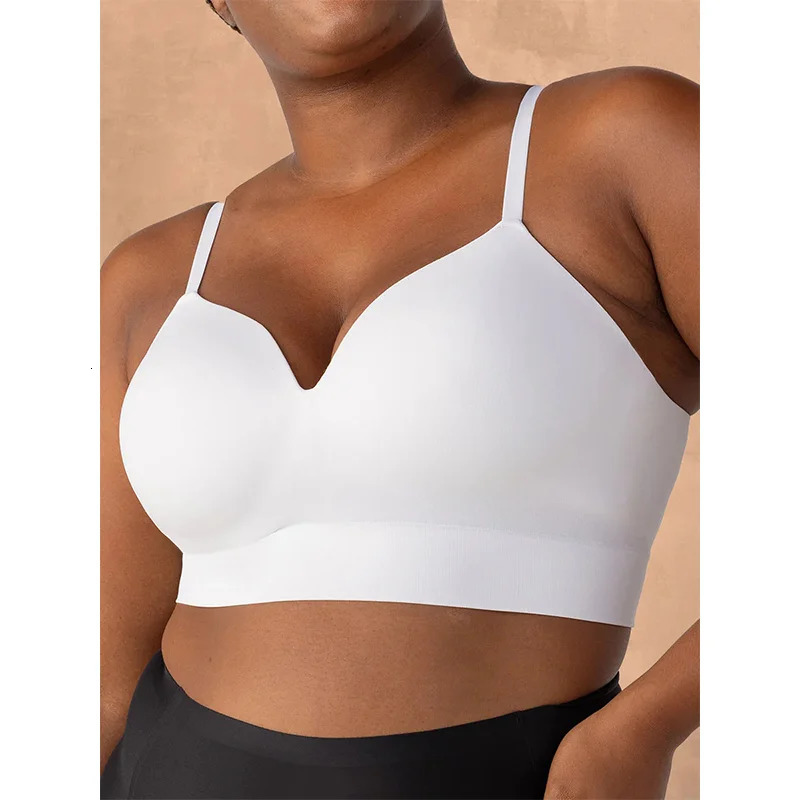 Womens Sexy Body Shaping Plus Size Fixed Cup Bra Supporting Traceless Underwear Comfortable Gatherup Wireless 250122