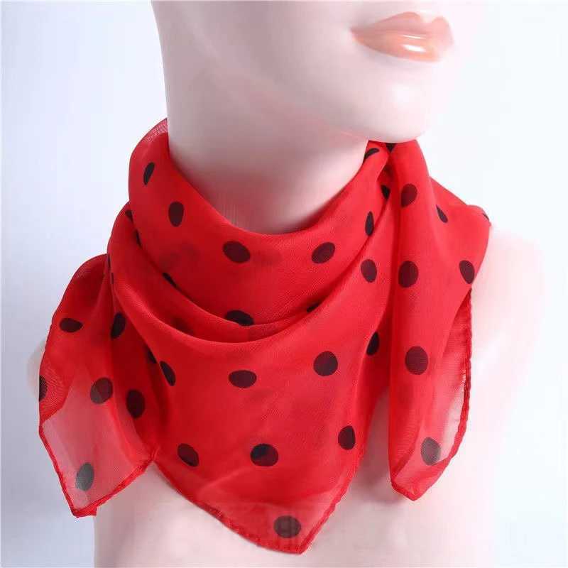 Fashionable chiffon polka dot scarf for women retro temperature polka dot square scarf multi-color polka dot collar W250118