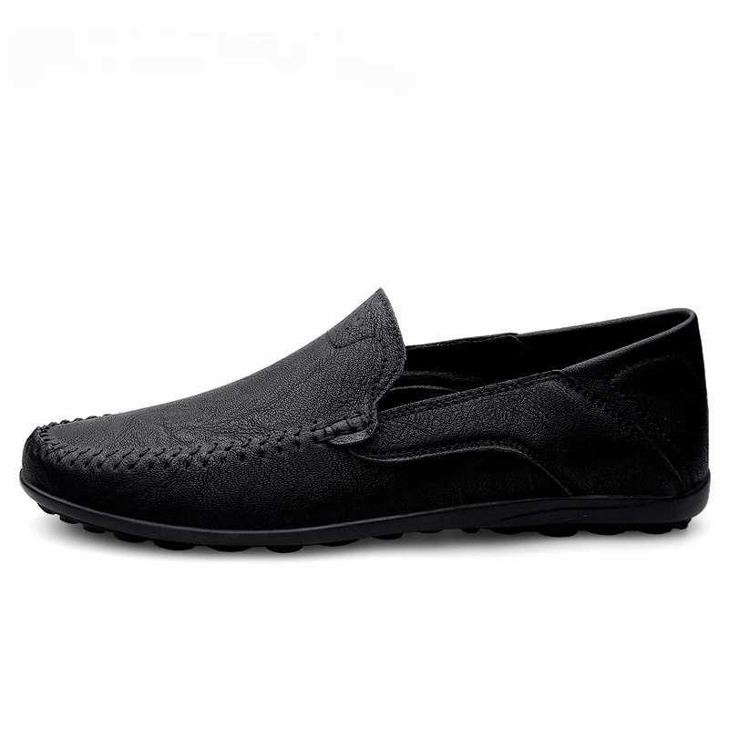 Genuine Leather Men Shoes Casual Formal Mens Loafers Luxury Brand Italian Breathable Slip Male Boat Shoe Size 46 47XJ250118