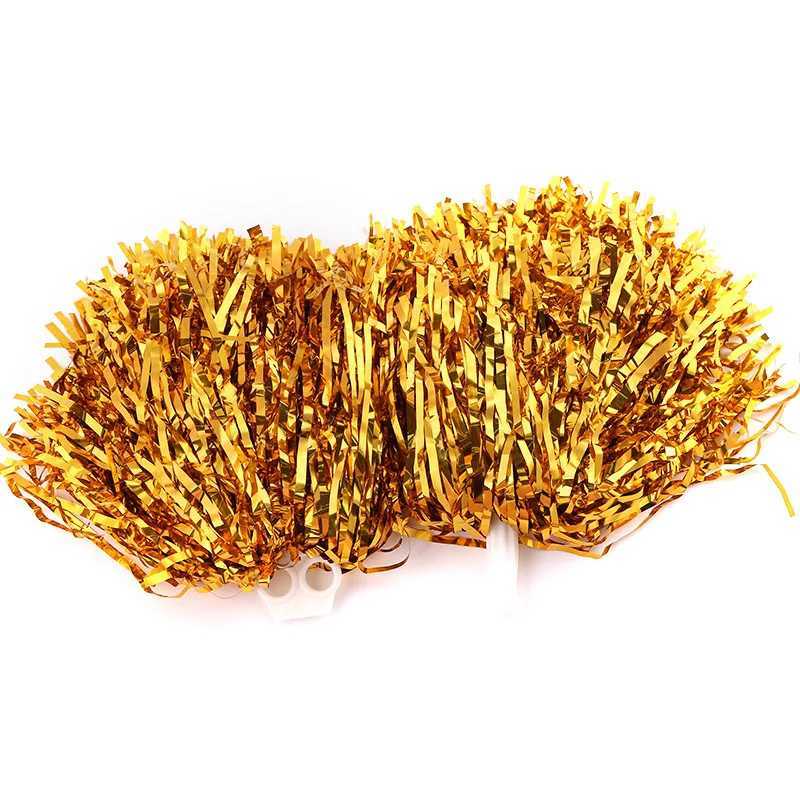 Cheerleading Pom Poms with Handle Cheer Balls Gold Yellow Pink Red Green Blue Hand Dance Pompoms Accessories for Women Girl KidsW250121