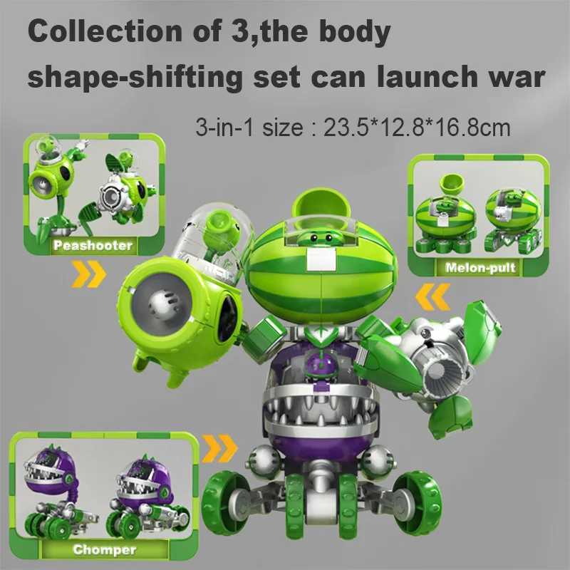 3 in 1 Assembly Deformation Toys For Boys Robot Doll PVZ Plant Vs. Zombie Mecha fighter PVC Action Figure Model Kid Gift W250120