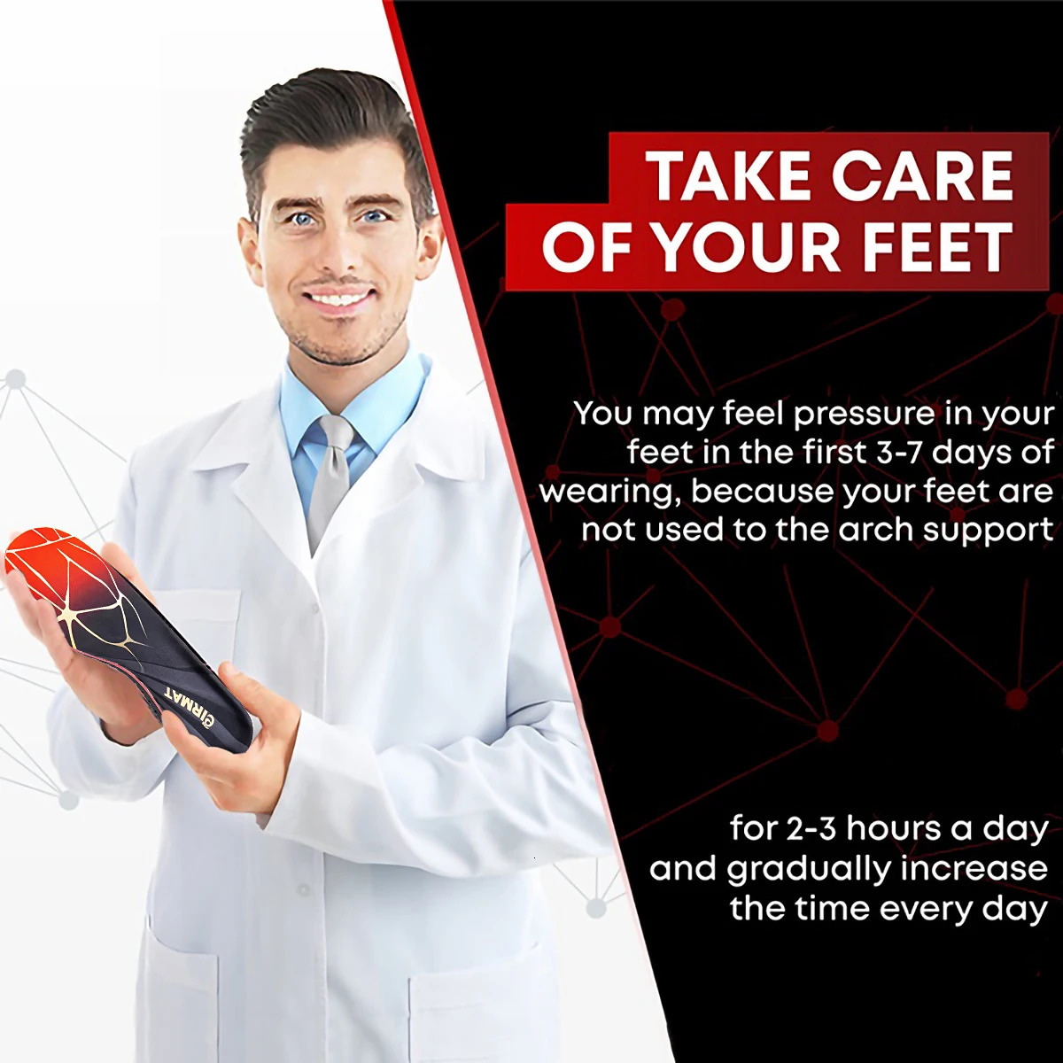 1 Pair Premium Insoles for Feet PU Gel Shock Absorption Breathable Comfortable Lightweight Sweat Absorbing Shoes Pads 250121