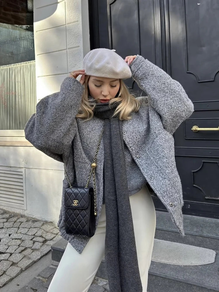 Loose Women Vintage Black Tweed Jacket Fashion Ladies Casual Outerwear Chic Female Oversize Jackets Stylish 250109