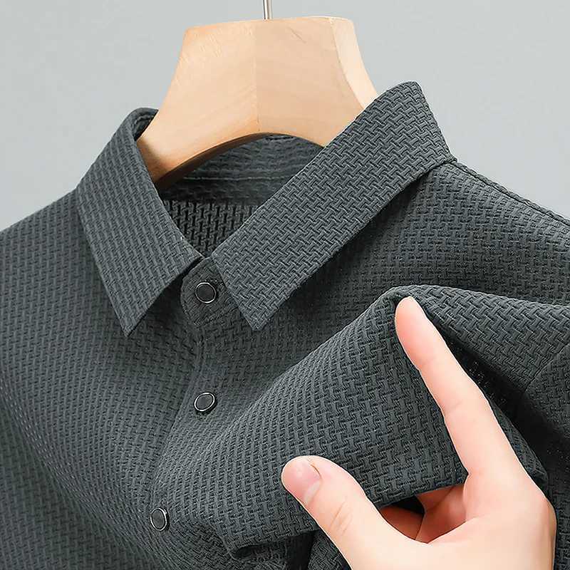2014 Summer Mens Short Sleeve Polo Shirt High Quality Ice Silk Breathable Business T-shirt High Elasticity Soft Polo Shirt W250117
