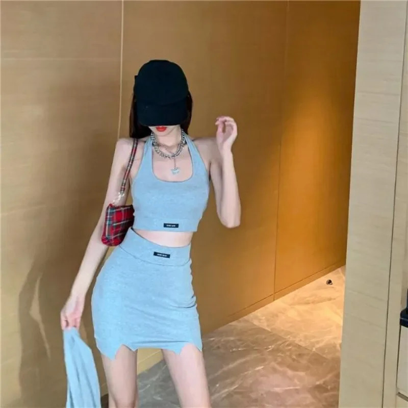Y2k womens three piece summer vest cardigan wool sweater clothing high waisted fashionable and sexy n solid 250122