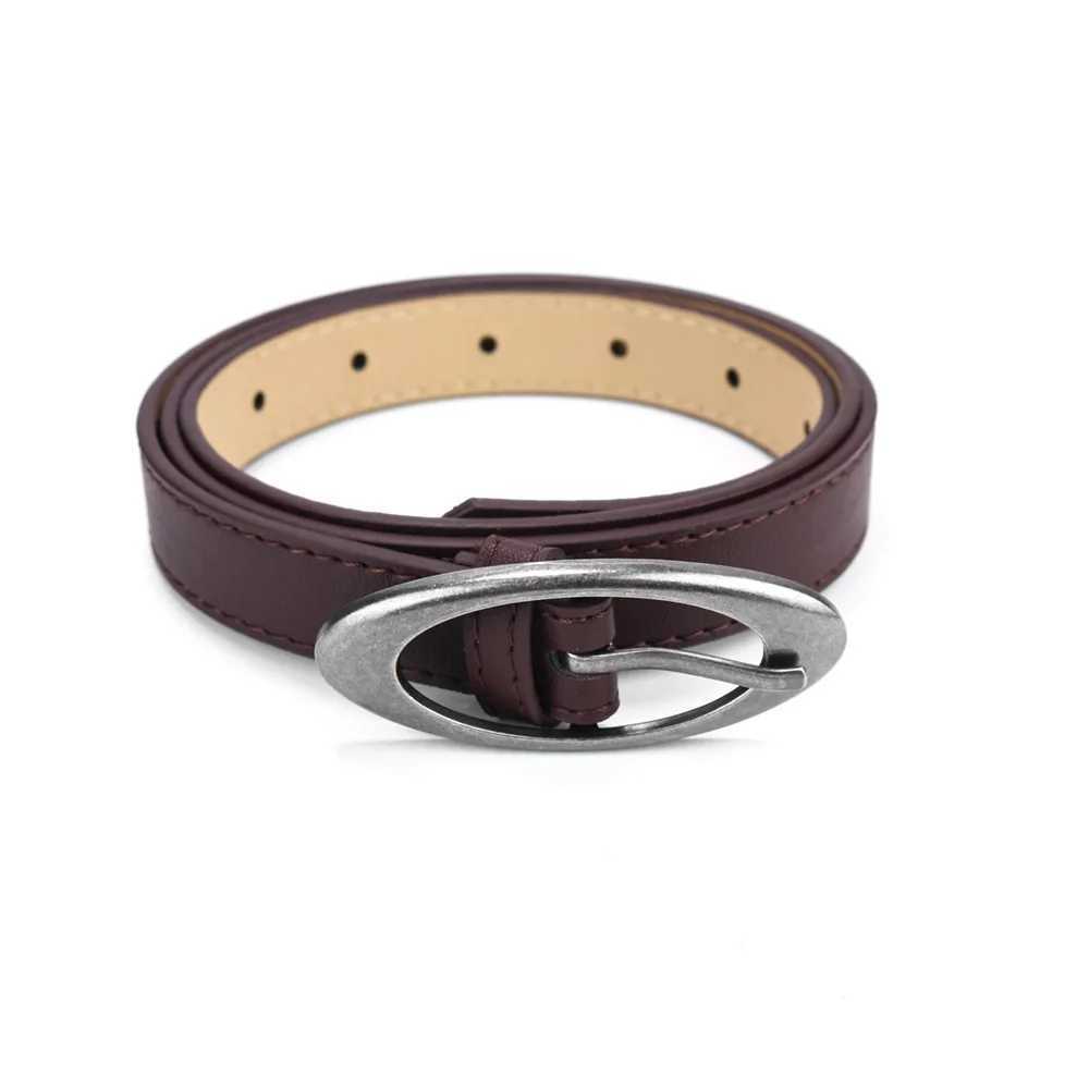 PU leather Y2K retro fashion thin strip oval buckle W250120