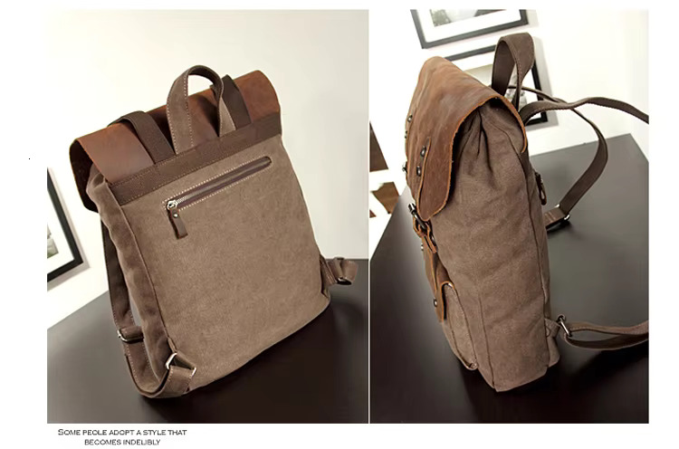 Fashion Leather Canvas Men Backpack Women School Bag Bagpack Rucksack Male Daypack Knapsack Teenager Mochila Hiking New