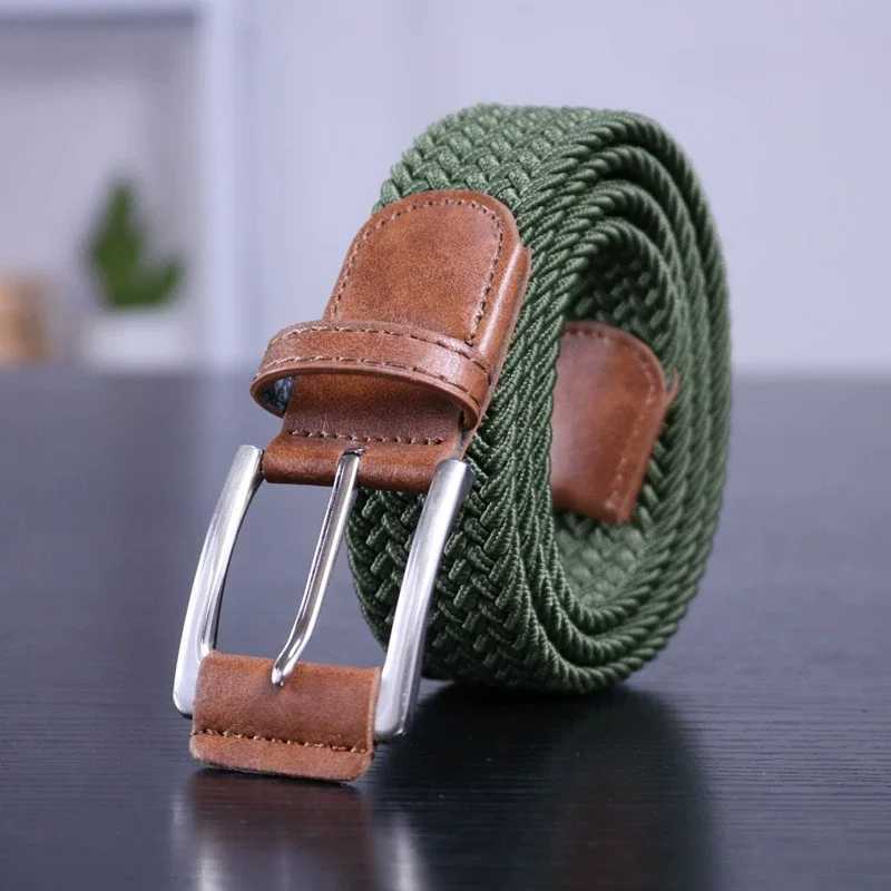Unisex Canvas Belt Elastic Fabric Woven Quality Women Belts for Jeans Male Pin Buckle Expandable Braided Stretch Casual Straps W250120